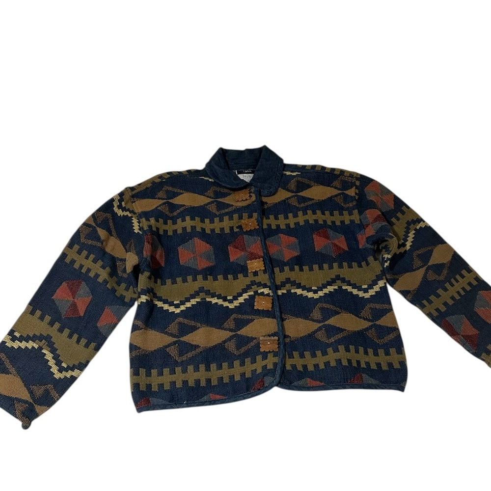 Vintage Sara Studio Aztec Southwestern Tapestry Button-Up Jacket women size L